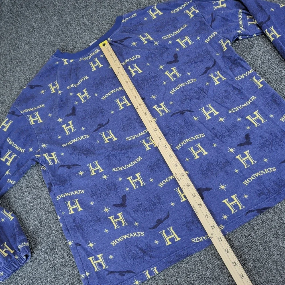 Harry Potter Hogwarts Pajama Set Mens Medium Blue Long Sleeve Joggers 2pc Set